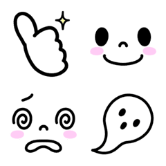 Simple and cute face & emoji. -black-