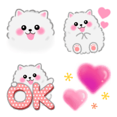 cute white Pomeranian Emoji 2