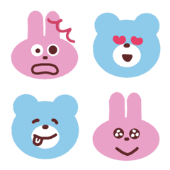 Cute emoji of bear and rabbit