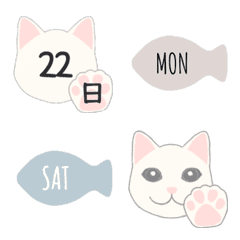 days & day of the week (White cat)