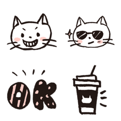 使いやすい 手描きシンプル白猫 Line絵文字 Line Store