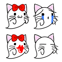 Cute Cat Ghost simple emoji 
