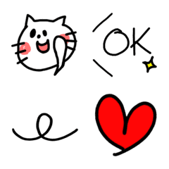 Kawaii Emoji with white cat 