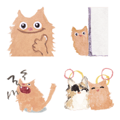 Ice tea Cat Watercolor Emoji
