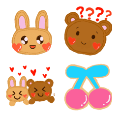 Teddy bear & bunny. cute Emoji