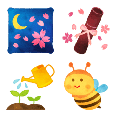 Watercolor illustrations,Spring Emoji