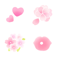 桜の花びらとハートの絵文字(デコ文字)