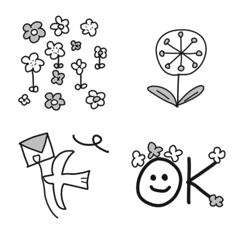 marin55 black and white flower Emoji 