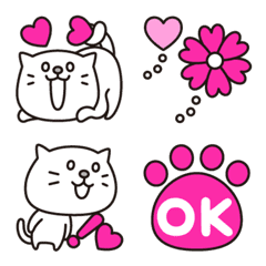white cat and pink heart