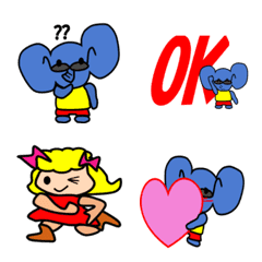 Elephant grasan Elephant and girl Emoji