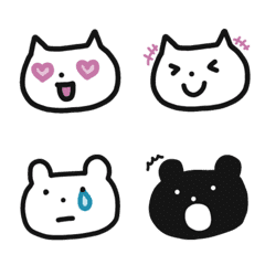 Emoji Beruang lucu dan Kucing.