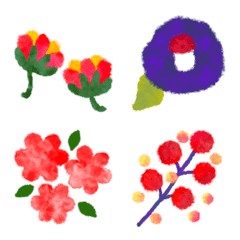 Watercolor Botanical  Flower Emoji