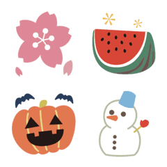 Colorful emoji in four seasons