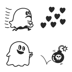 Black and White Ghost Emoji