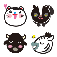 Black and white animal`s cute emoji