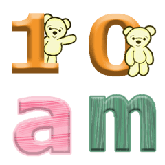 Cute Alphabet Wood Pattern & Bear Emoji