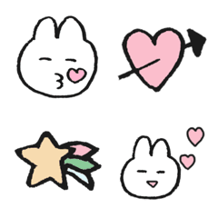 A white rabbit and pastel color emoji