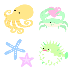 simple Cute Creatures of the sea