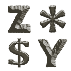 Black Rock Mineral A-Z Alphabet Emoji