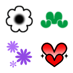 colorful Emoji. heart and flower.
