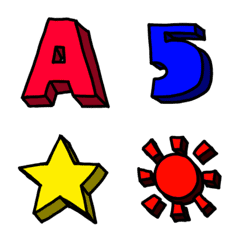 Colorful 3D alphanumeric pictograms 144