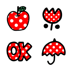 red and white polkadot kawaii emoji