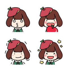Lady of apple "Pomme chan" emoji
