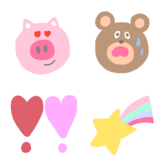 emoji pig&bear kawaii