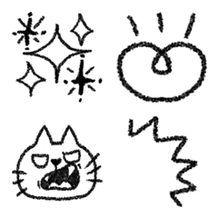 Crayon-style monochrome Emoji