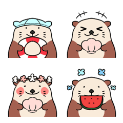 Emoji of cute sea otter who likes summer