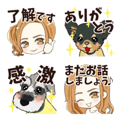 lady and cute dogs!emoji