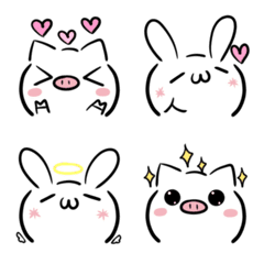 Emoji of pigs & rabbits