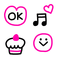 simple pink and Black Emoji 