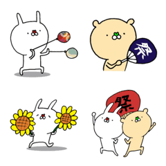Fun! bear and rabbit (Emoji)2-Summer 