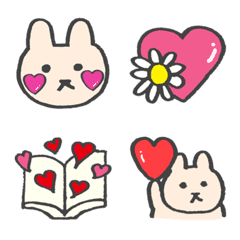 Cute Rabbits and cute emojis.