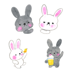 the black rabbit and white rabbit-emoji
