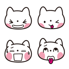 Funny emoji of a white cat