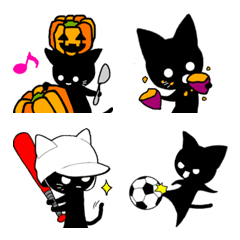 Little black cat Emoji Autumn&Sports