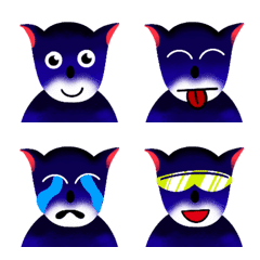 Handdrawn Dark Blue Fox Emoji