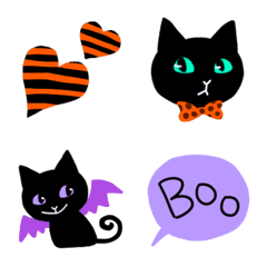 黒猫ちゃんのハロウィン絵文字♪