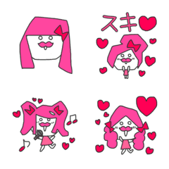 Higemaru Pink girl Emoji with letters