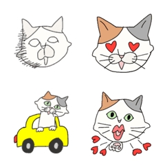 Looseillustration of a calico cat emoji.