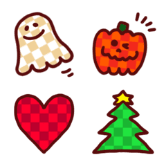 チェックブロック柄ハロウィン クリスマス Line絵文字 Line Store