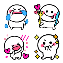 Kawaii white smile Emoji like a sticker