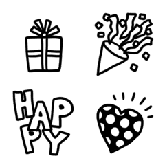 Monochrome Happy Birthday Emoji Line Emoji Line Store