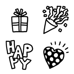 Monochrome happy birthday emoji