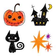  Hand drawn style Halloween cute emoji