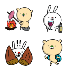 Fun! bear and rabbit (Emoji)3-Autumn