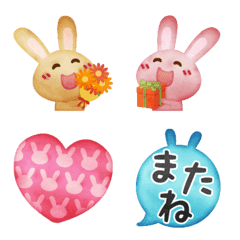 Watercolor illustrations,Rabbit emoji