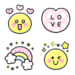 Cute sweet pastel colored basic emojis – LINE Emoji | LINE STORE